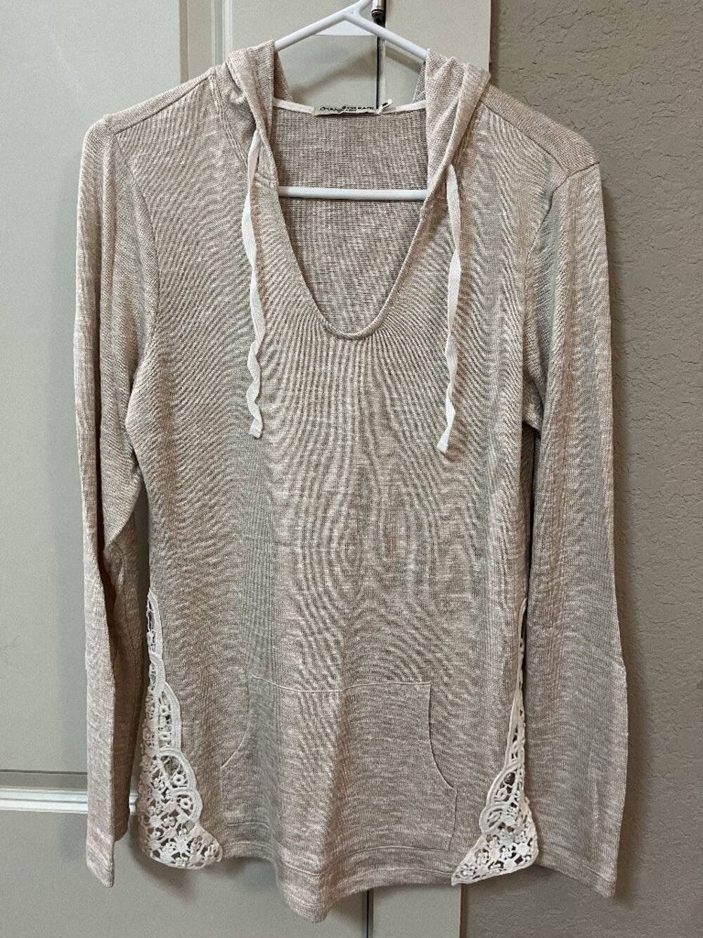 Chance or Fate Women's Long Sleeve Hooded Shirt Top w/ Lace Detail